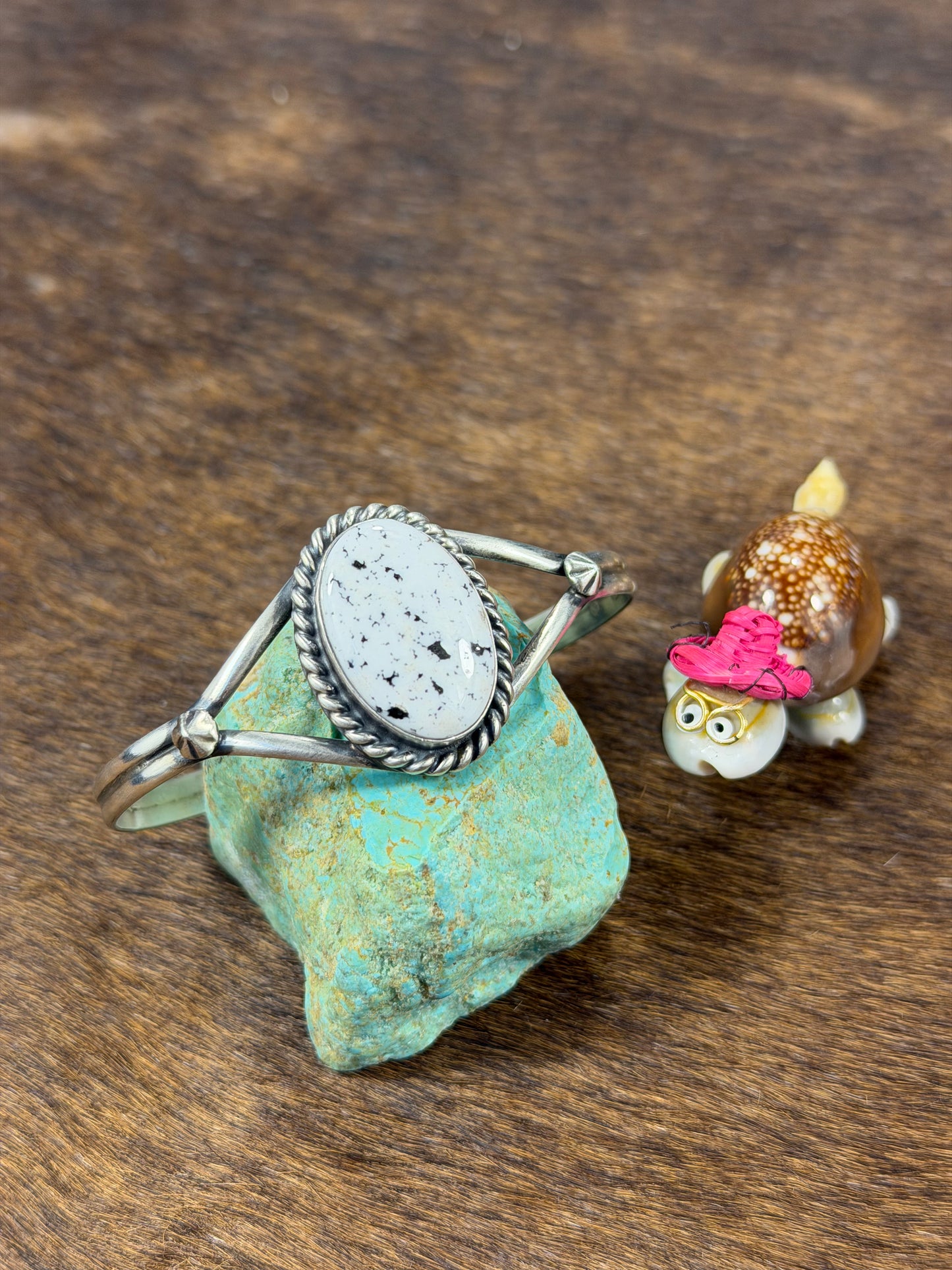 Single Stone White Buffalo Cuff