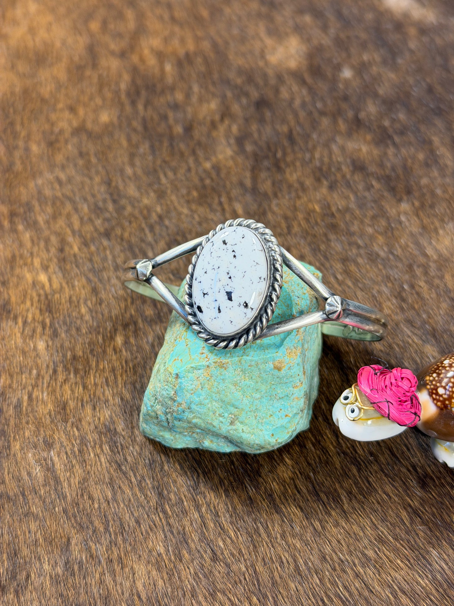 Single Stone White Buffalo Cuff