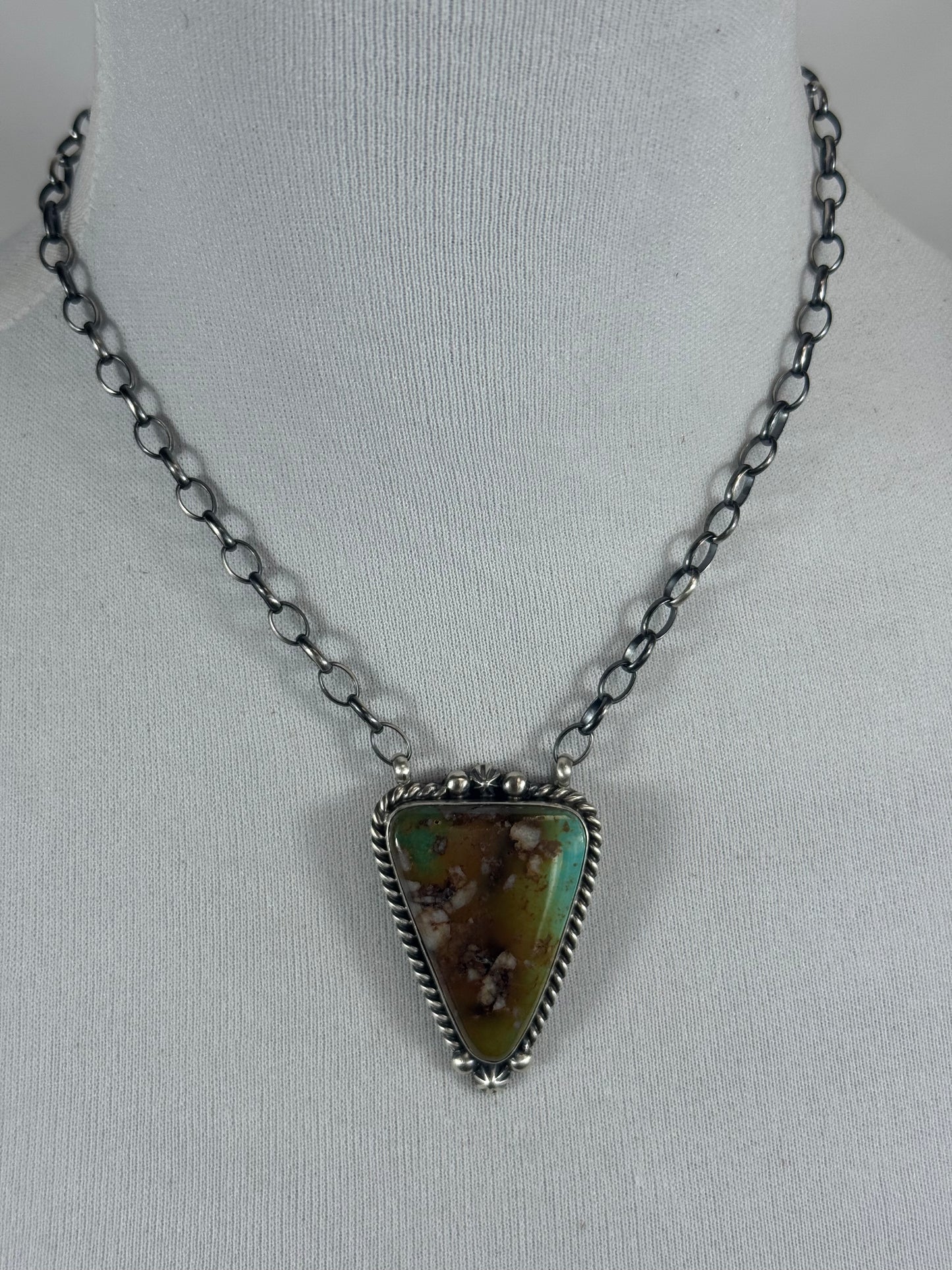 Kingman Turquoise Fixed Pendant Necklace