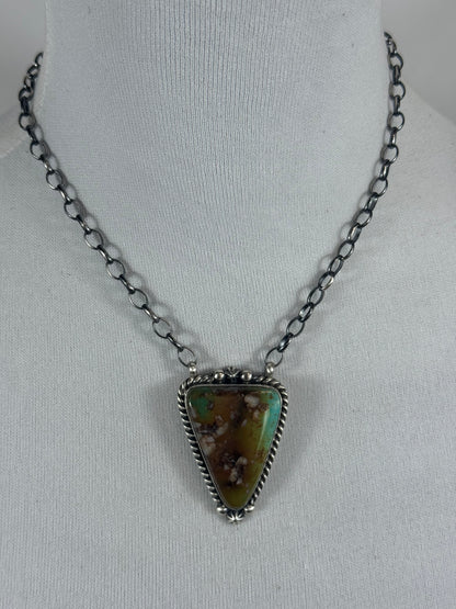 Kingman Turquoise Fixed Pendant Necklace