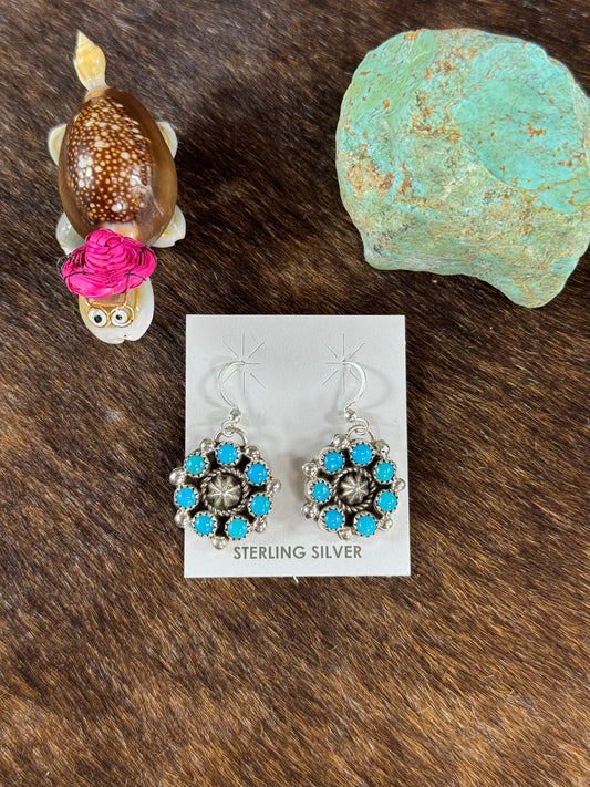 Kingman Turquoise Flower Earring