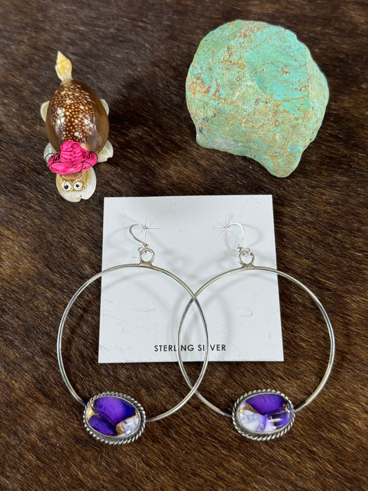 Lavender Dahlia Hoop Earring