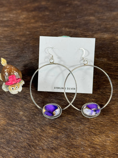 Lavender Dahlia Hoop Earring
