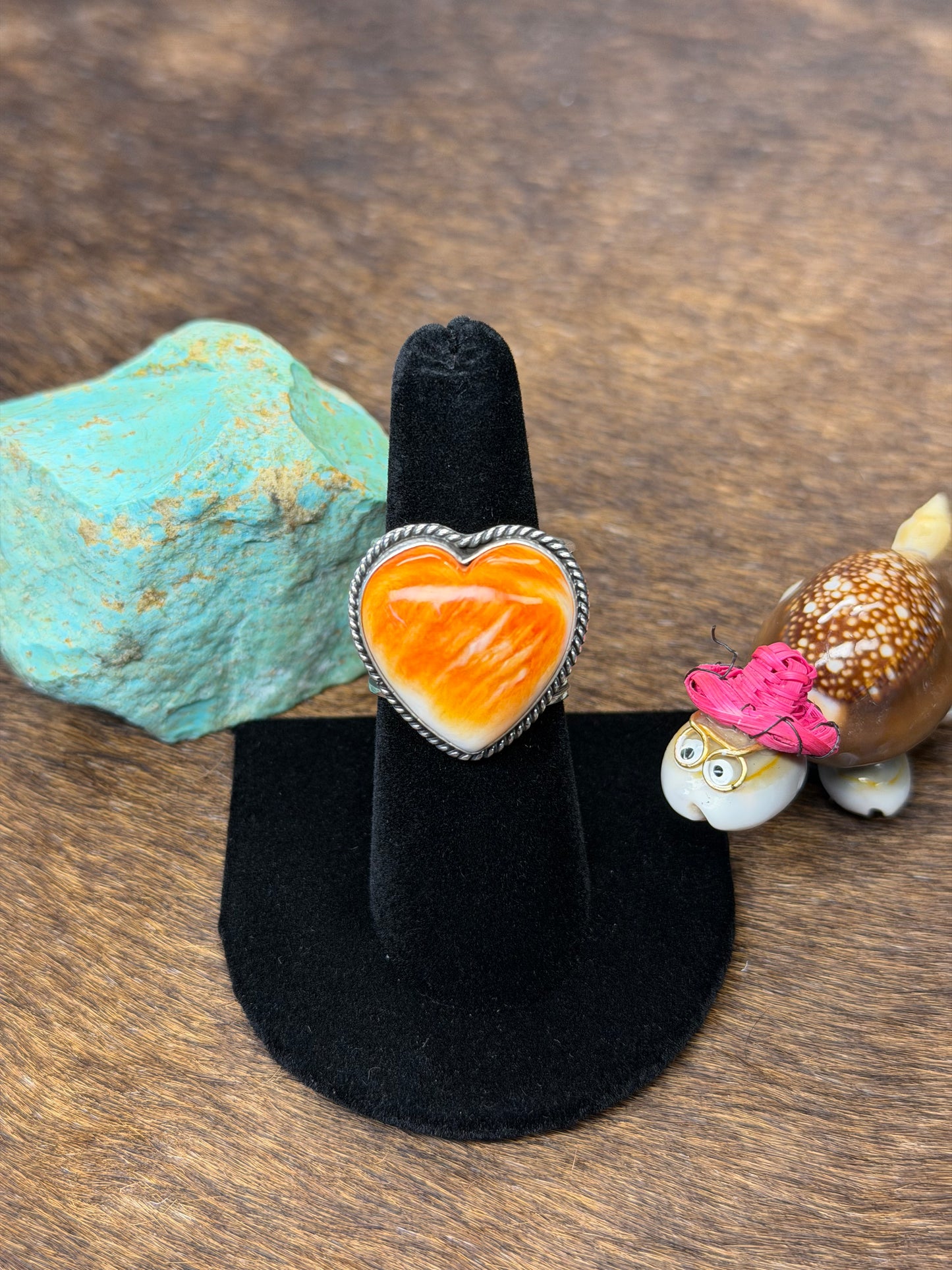 Orange Spiny Heart Ring