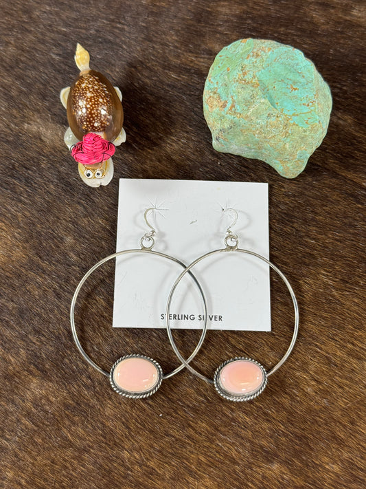 Pink Conch Hoop Earring