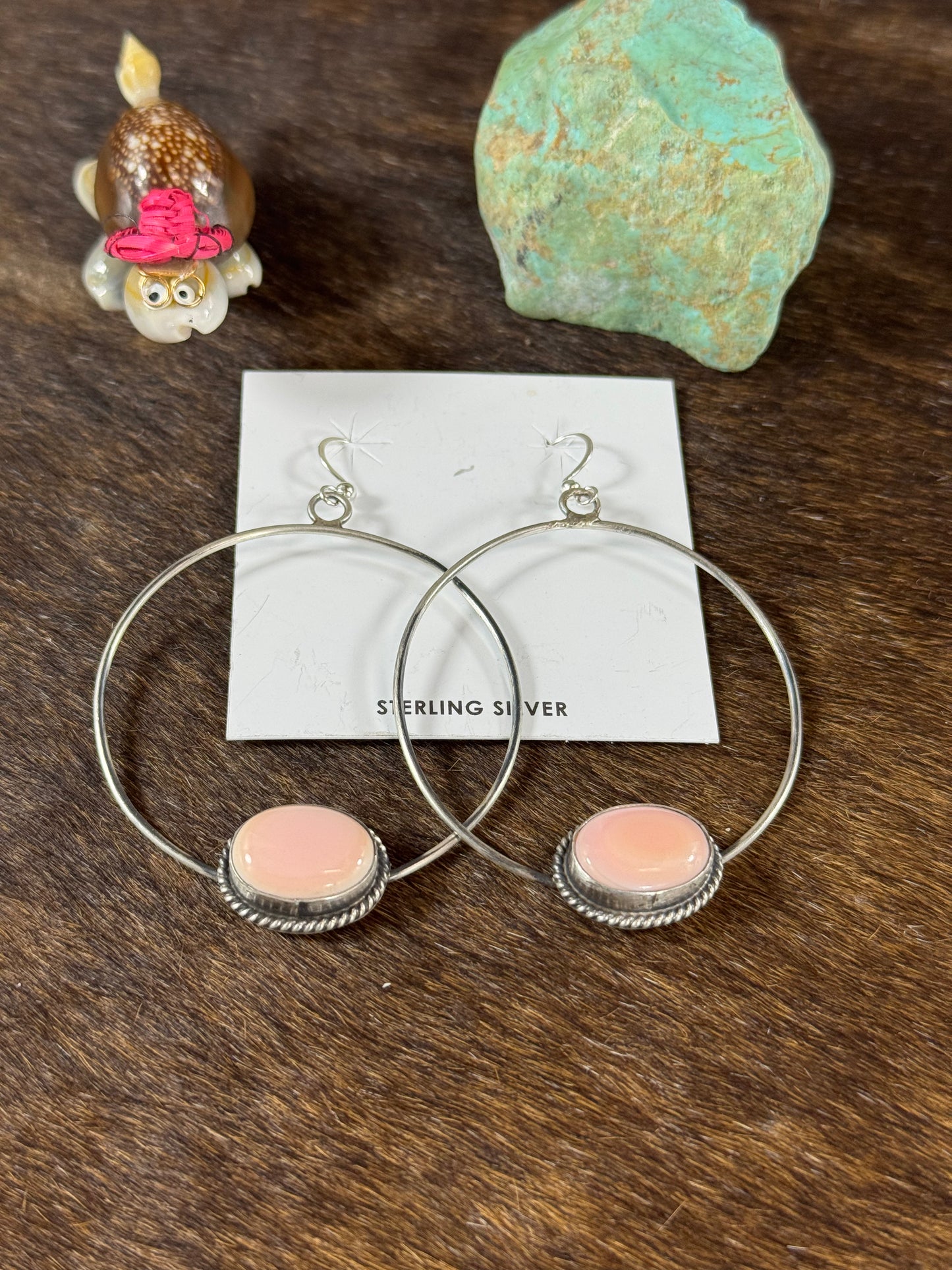 Pink Conch Hoop Earring