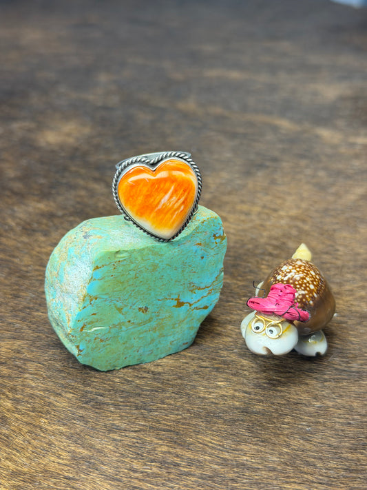 Orange Spiny Heart Ring