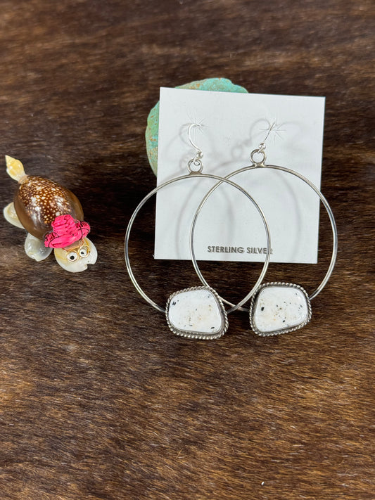 White Buffalo Hoop Earring