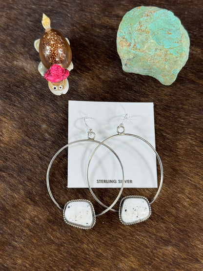 White Buffalo Hoop Earring
