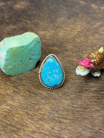 Kingman Turquoise Tear Drop Ring