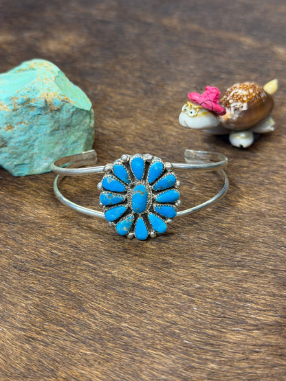 Kingman Turquoise Floral Cluster Cuff