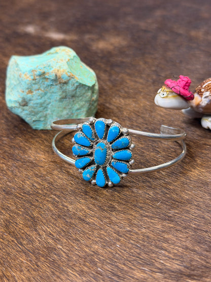 Kingman Turquoise Floral Cluster Cuff