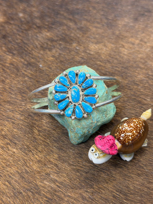 Kingman Turquoise Floral Cluster Cuff