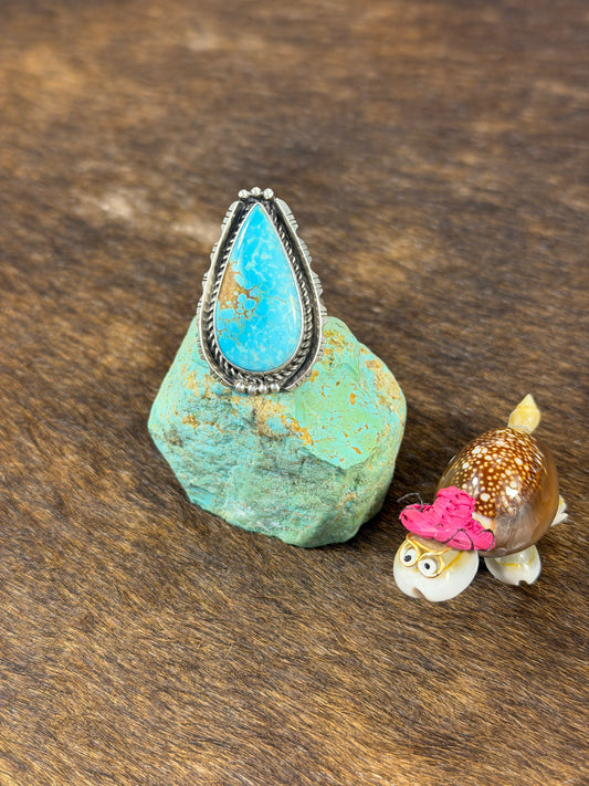 Kingman Turquoise Tear Drop Ring