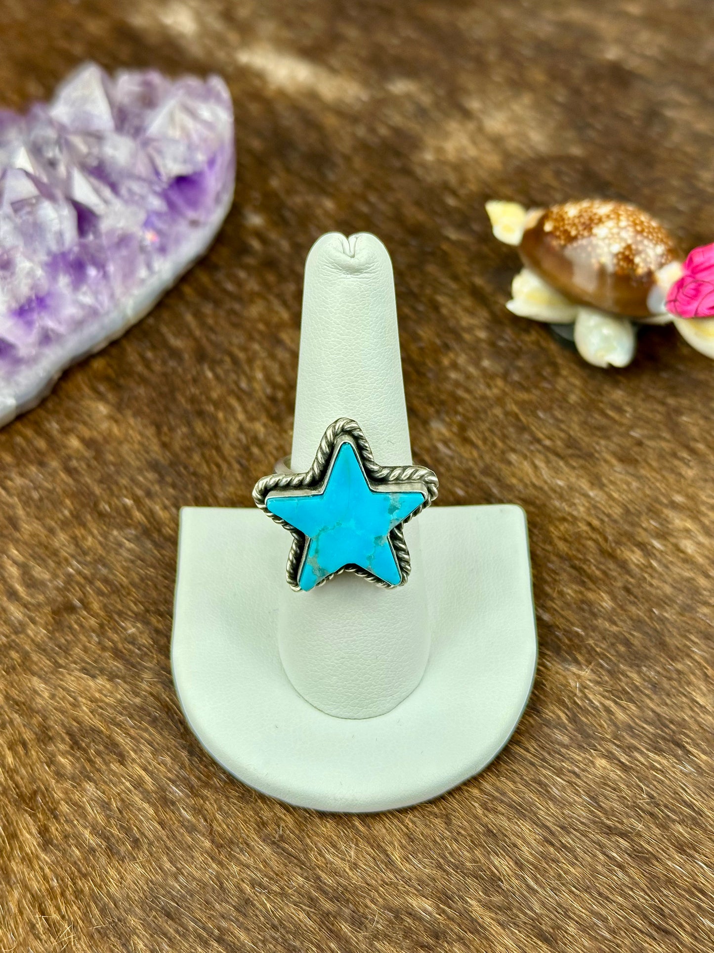 Kingman Turquoise Sterling SIlver Star Ring