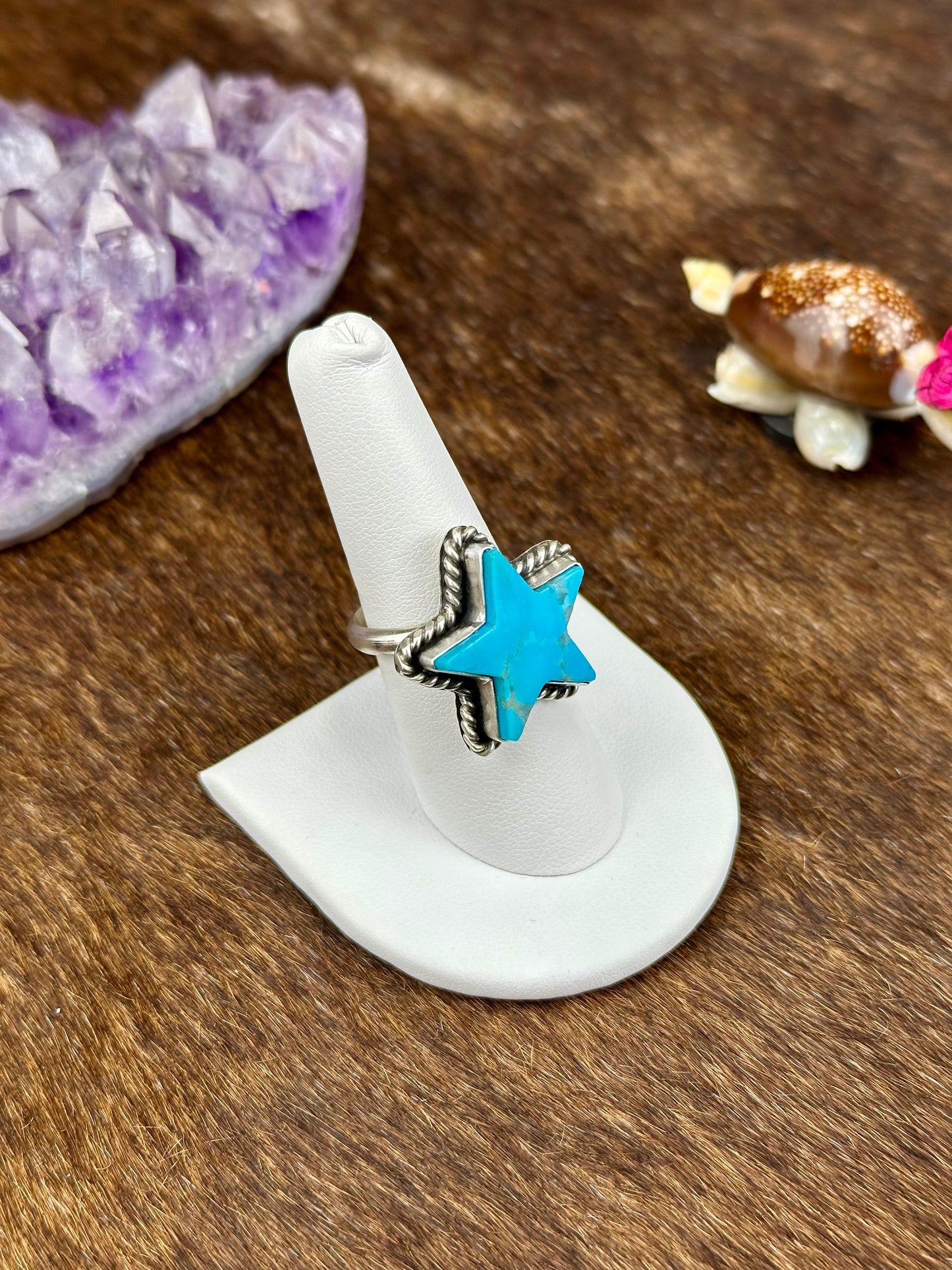 Kingman Turquoise Sterling SIlver Star Ring