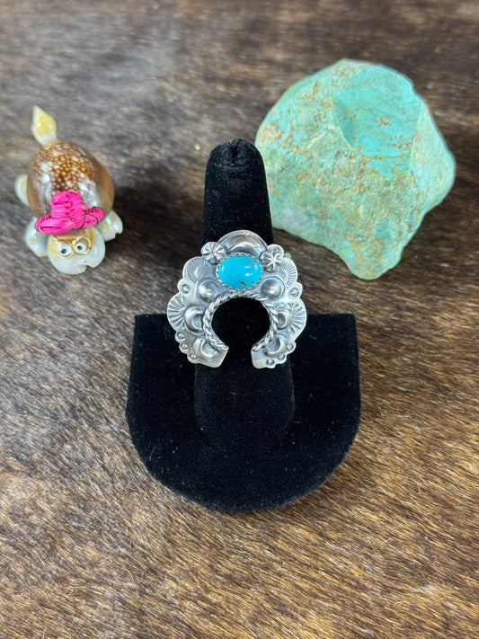 Kingman Turquoise Horseshoe Ring