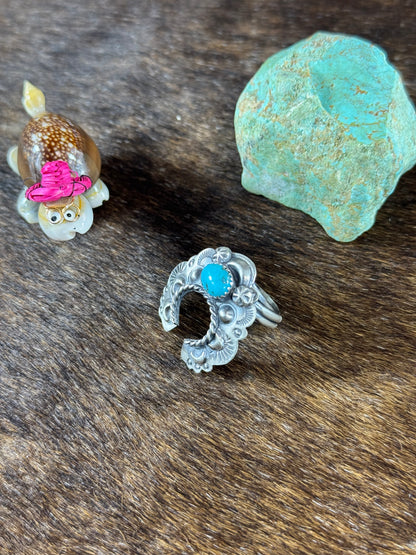 Kingman Turquoise Horseshoe Ring