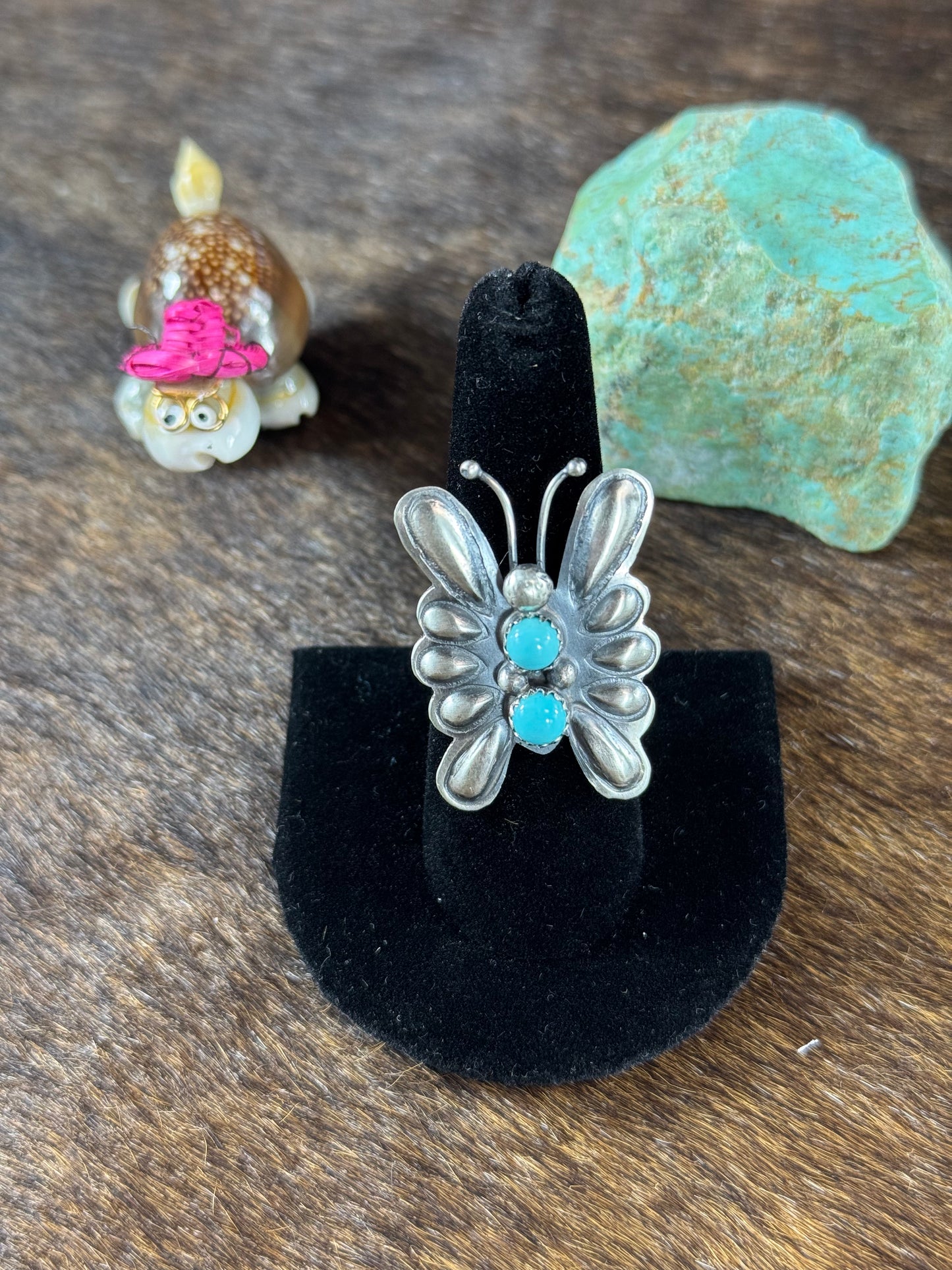 Kingman Turquoise Butterfly Ring