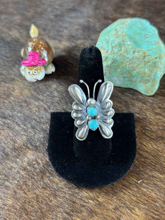 Kingman Turquoise Butterfly Ring