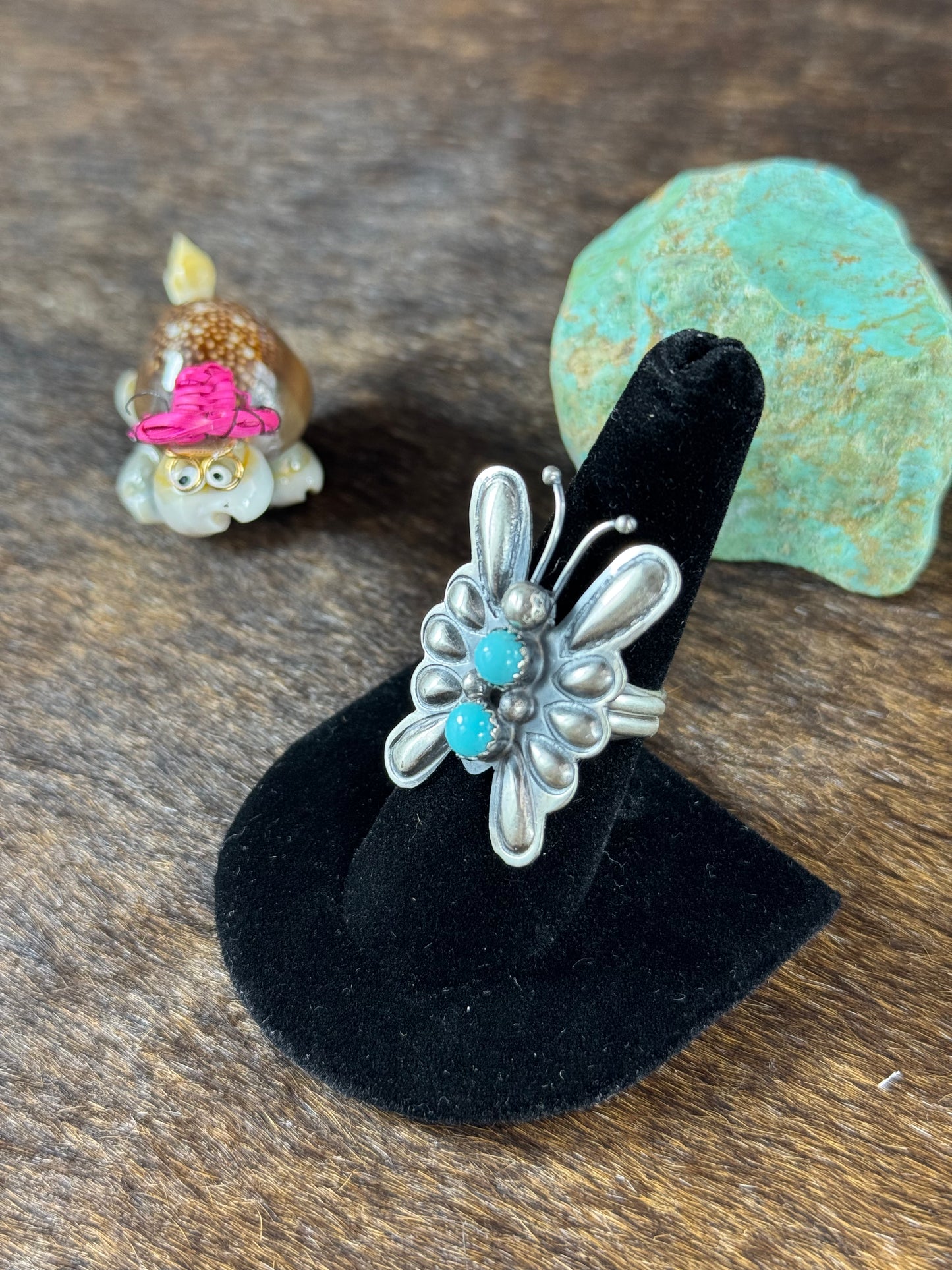 Kingman Turquoise Butterfly Ring