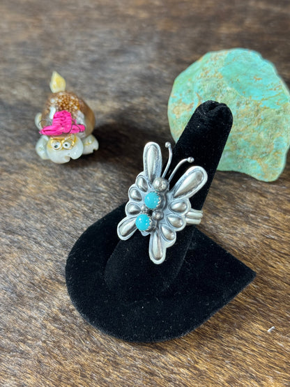 Kingman Turquoise Butterfly Ring