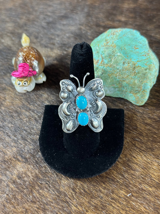 Kingman Turquoise Butterfly Ring