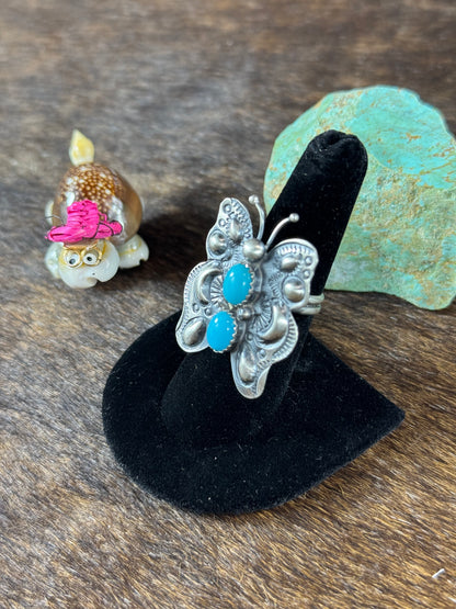 Kingman Turquoise Butterfly Ring