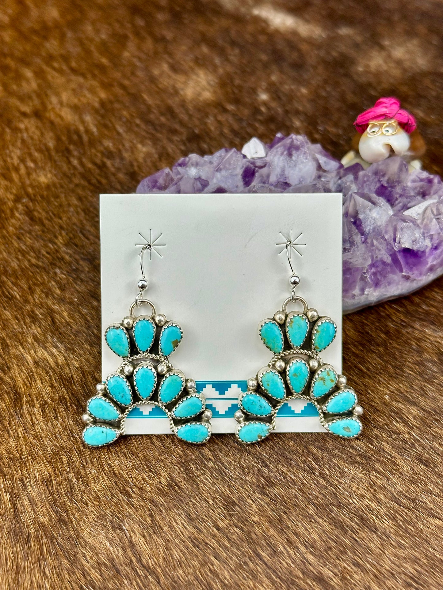 Kingman Turquoise Sterling Silver Dress Earrings