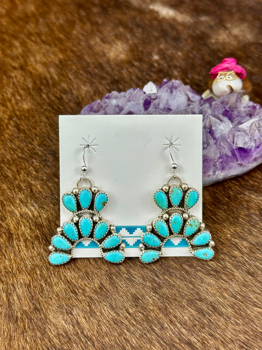 Kingman Turquoise Sterling Silver Dress Earrings