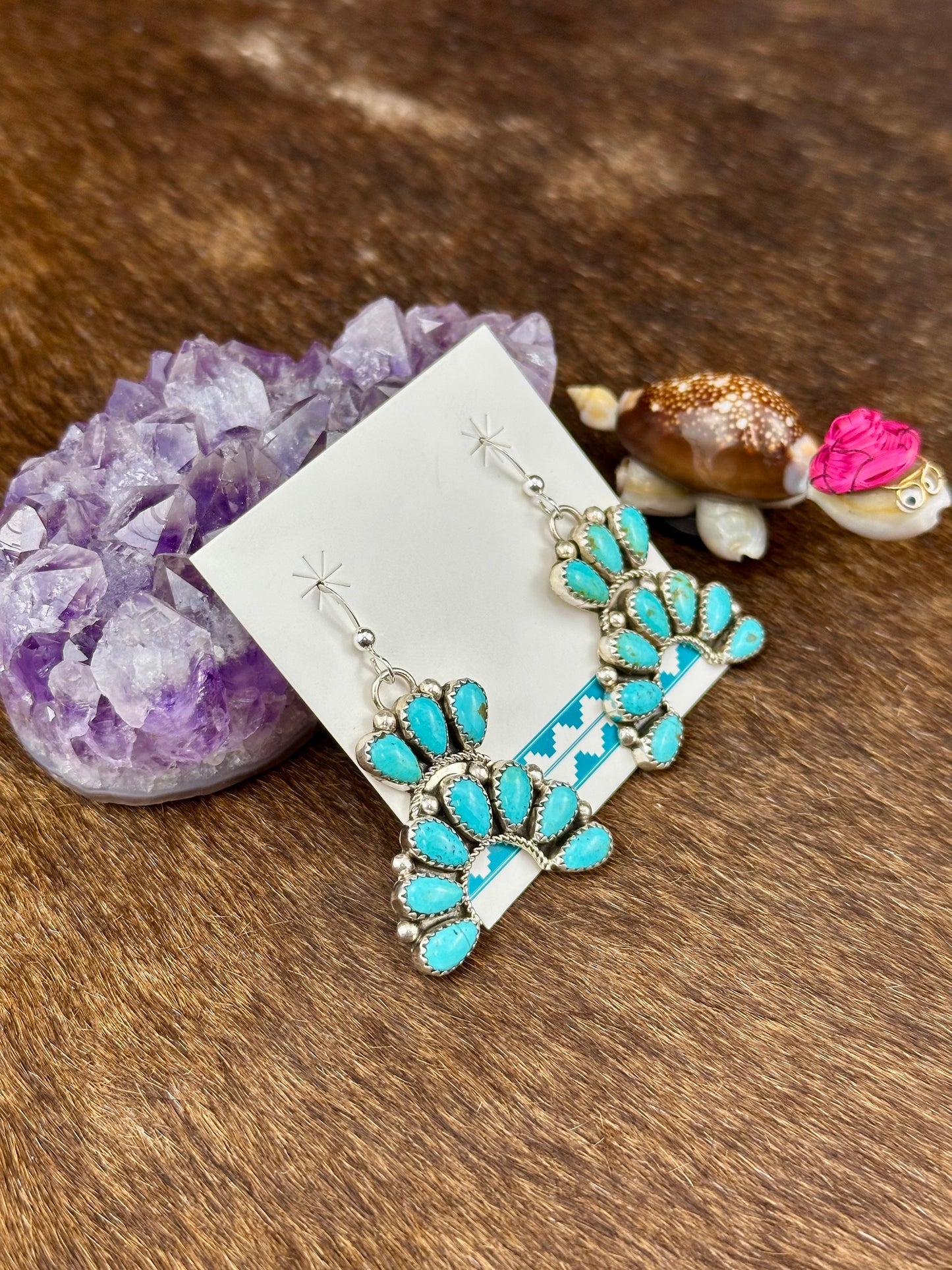 Kingman Turquoise Sterling Silver Dress Earrings