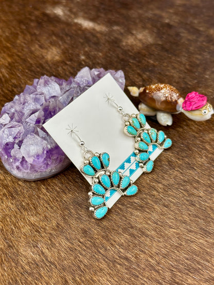 Kingman Turquoise Sterling Silver Dress Earrings