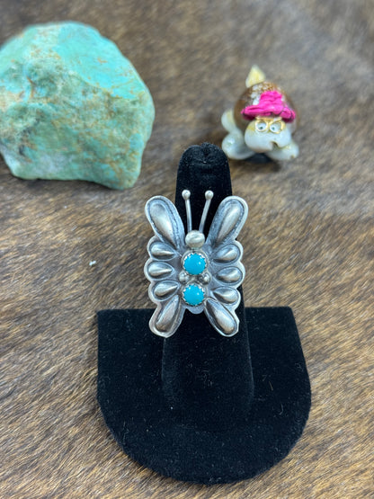 Kingman Turquoise Butterfly Ring