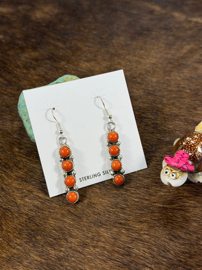 4 Stone Coral Dangle Earring