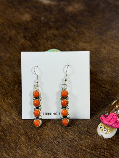 4 Stone Coral Dangle Earring