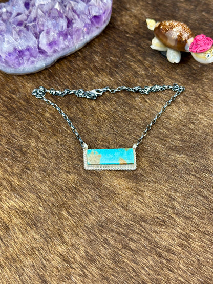 Kingman Turquoise Sterling Silver Bar Necklace