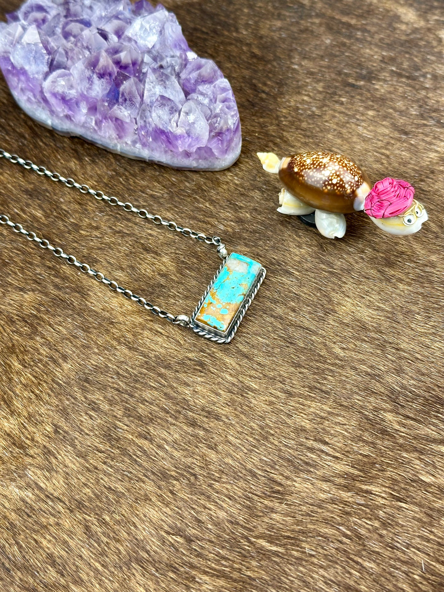 Kingman Turquoise Sterling Silver Bar Necklace
