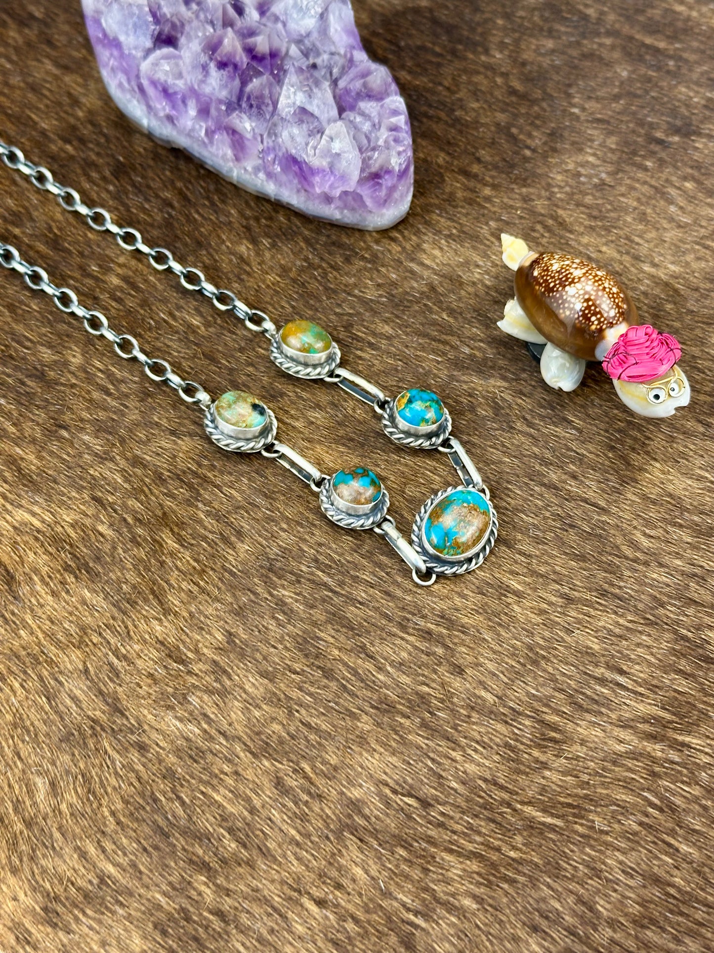 Kingman Turquoise Sterling Silver Five Stone Choker