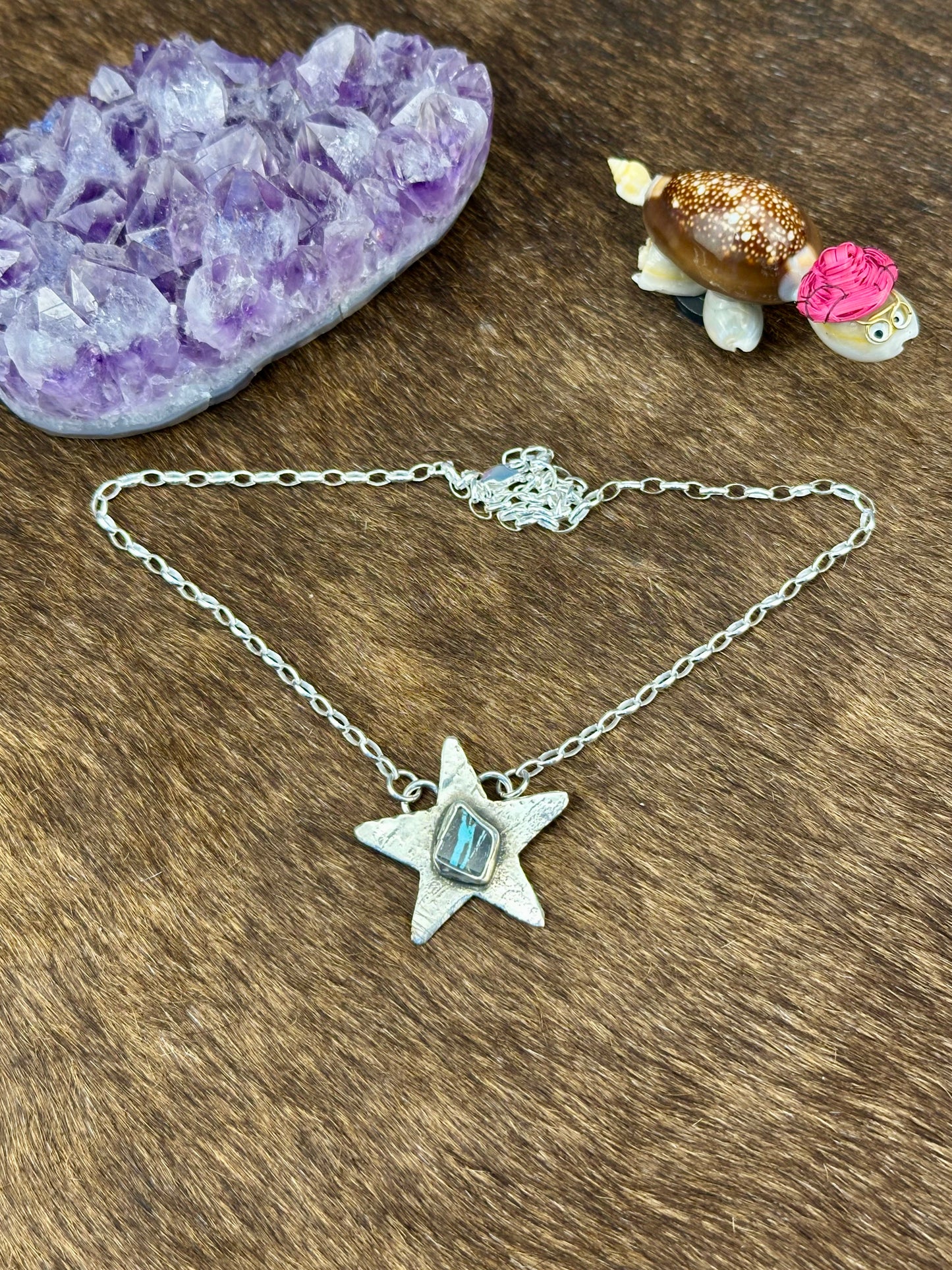 Blackjack Turquoise Sterling Silver Star Necklace