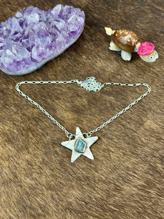 Blackjack Turquoise Sterling Silver Star Necklace