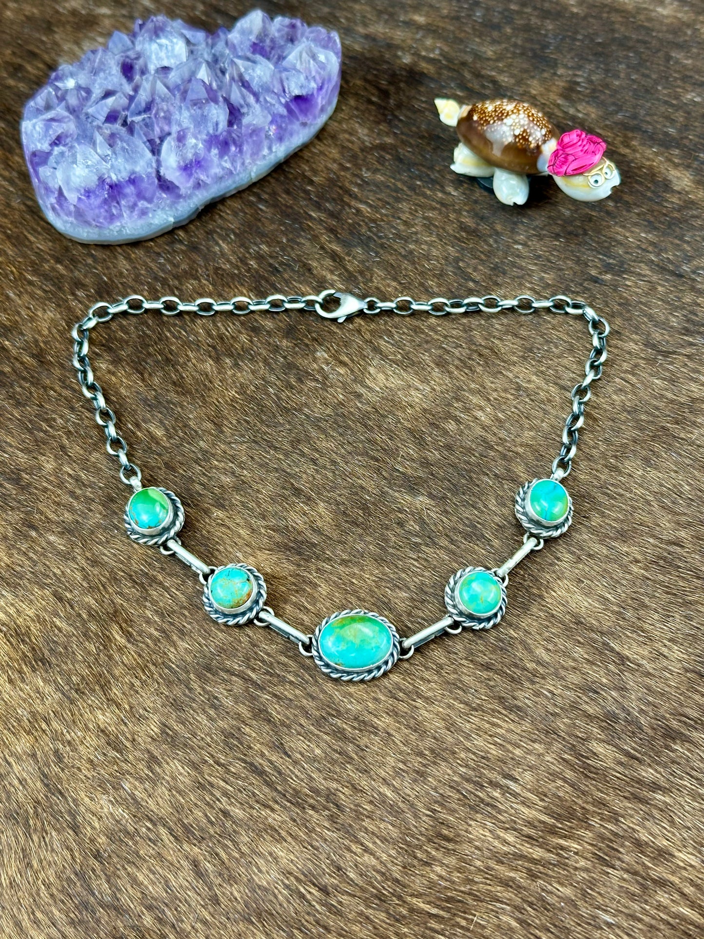 Sonoran Turquoise Sterling Silver Five Stone Choker