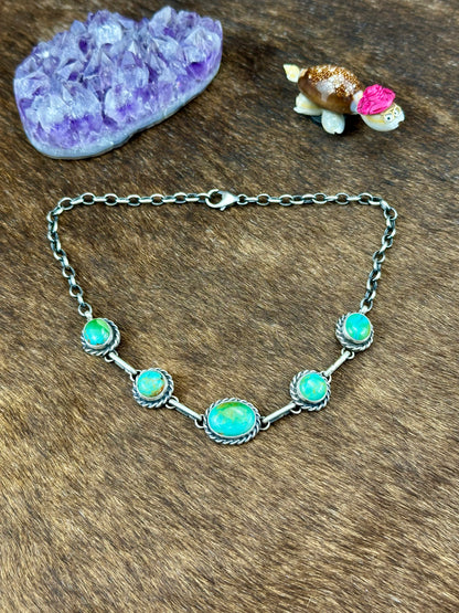 Sonoran Turquoise Sterling Silver Five Stone Choker