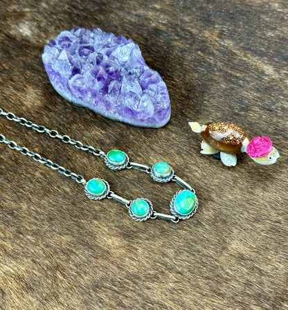 Sonoran Turquoise Sterling Silver Five Stone Choker