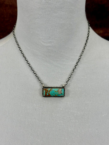Kingman Turquoise Sterling Silver Bar Necklace