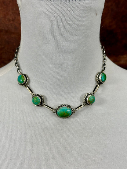 Sonoran Turquoise Sterling Silver Five Stone Choker
