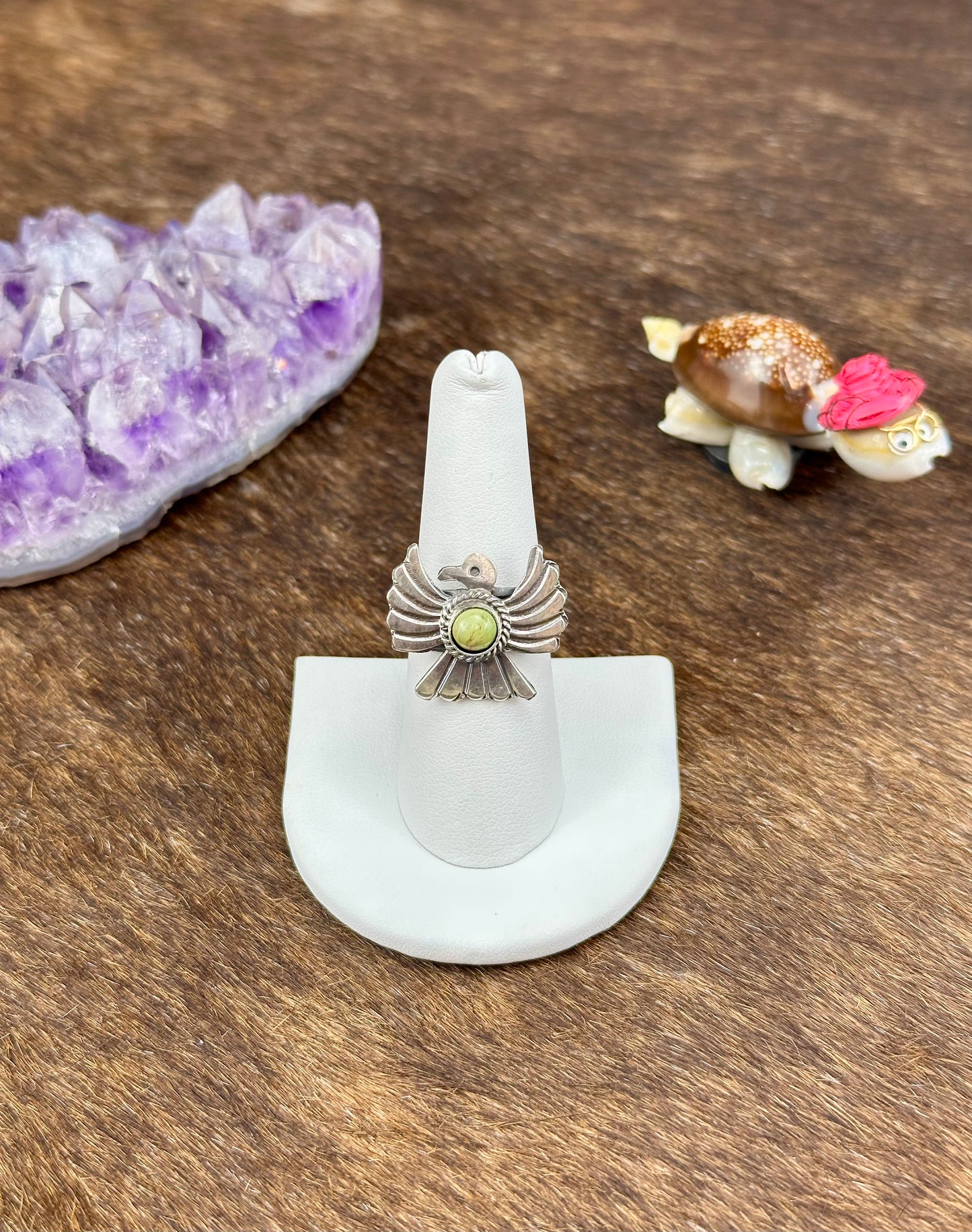 Kingman Turquoise Sterling Silver Eagle Ring
