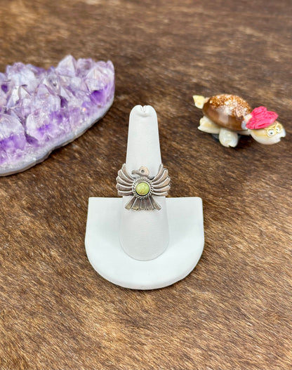 Kingman Turquoise Sterling Silver Eagle Ring