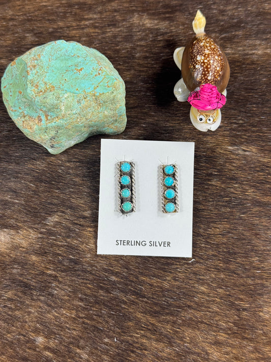 Kingman Turquoise Rectangle Bar Earring