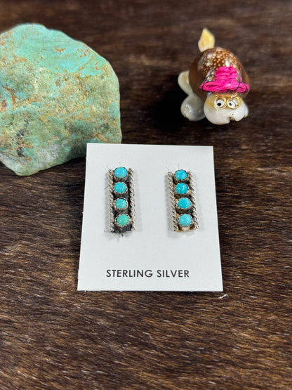 Kingman Turquoise Rectangle Bar Earring