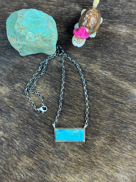 Kingman Turquoise Bar Necklace